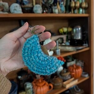 Handcrafted Blue Chicken Crochet Keychain
